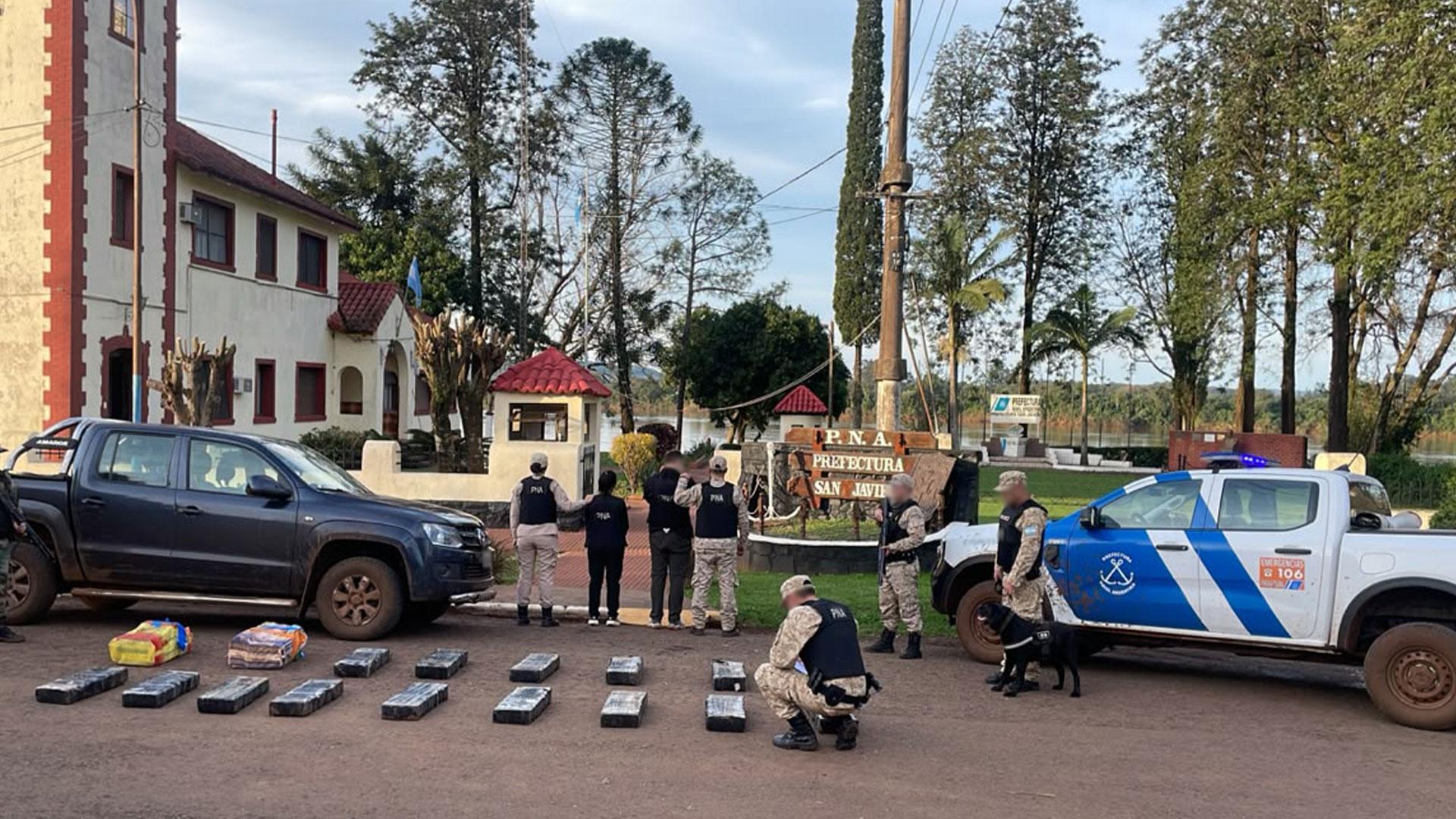 Prefectura secuestró más de 236 kilos de marihuana y detuvo a dos personas en San Javier, Misiones